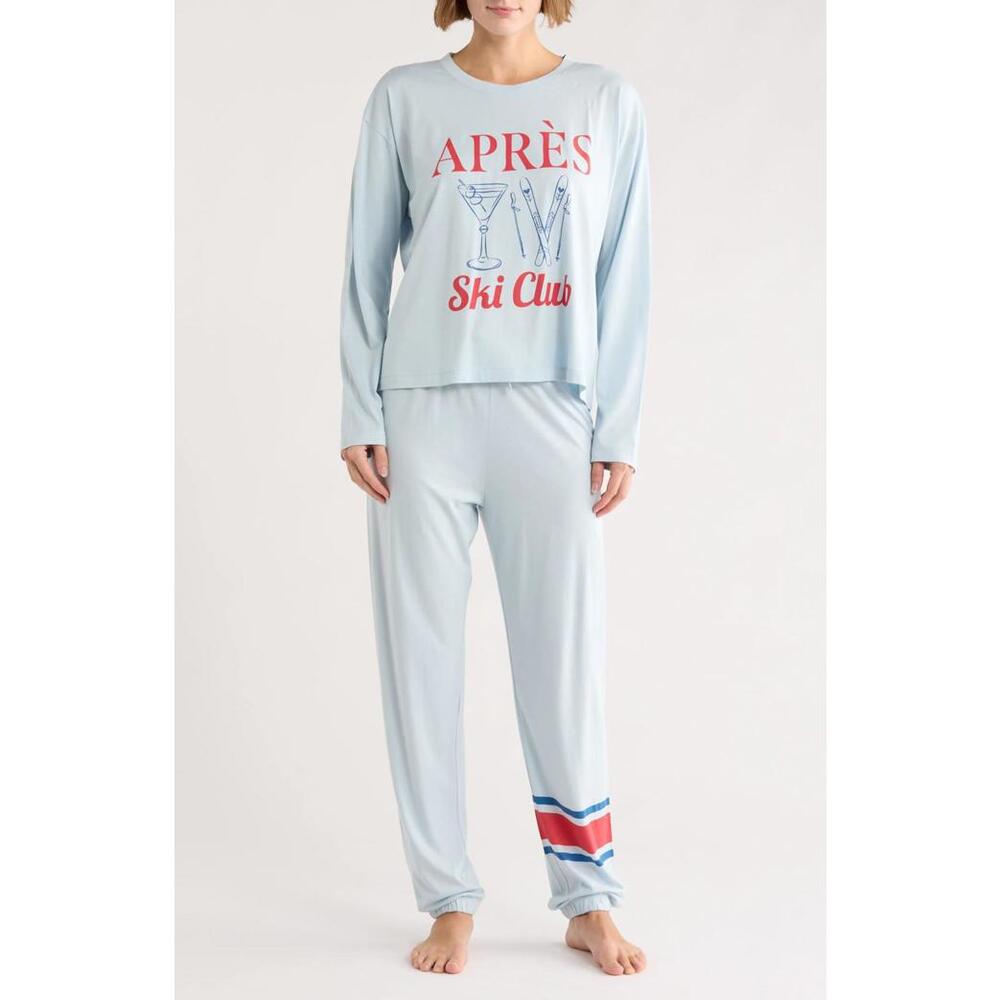 NWT! PJ Salvage Women's Après Ski Club Light Blue Pajama Set Size XS